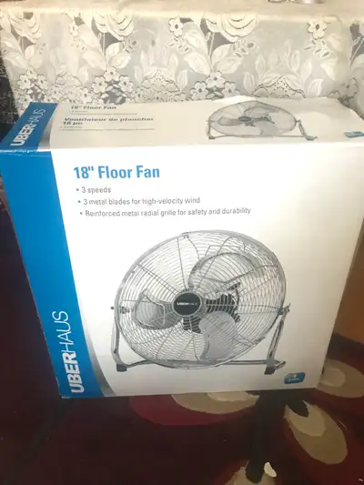 Almost new UBERHAUS 18" steel & metal floor fan, like new., View more