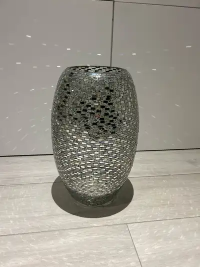 18” tall Glass & Mirror Mosaic Vase, View more