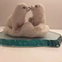 COLLECTIBLE AND BEAUTIFUL BABY SEALS ON REPLICA GLASS ICE