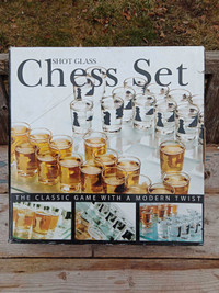Never Used Glass shot Glass Chess Set Drinking Board