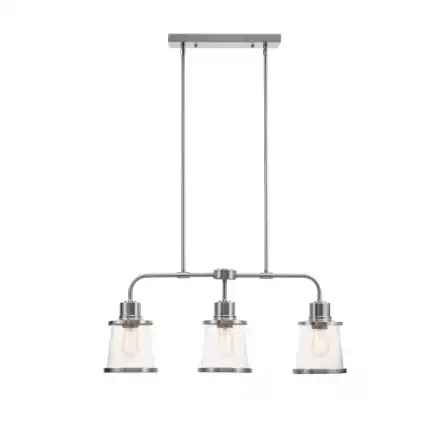 BNIB Globe Electric 3-Light Brushed Nickel Linear Chandelier in Indoor Lighting & Fans in City of Toronto - Image 2