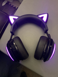 Bluetooth 5.0  cat RGB gaming headphones uses c chager