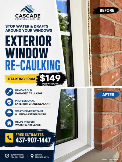 Cascade Renovation Exterior Window Re-Caulking, View more