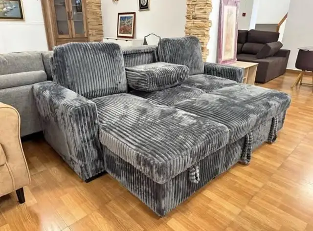 Corduroy Grey Sofabed (Deal Offer) in Couches & Futons in Vancouver - Image 3