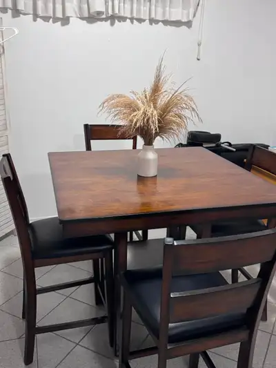 Counter Height Wooden Dining Table Set with 4 Chairs - Great Con, View more
