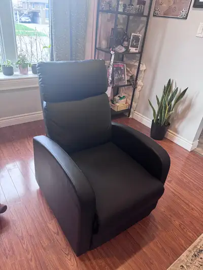 Black Faux Leather Couch/Chair, View more