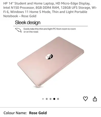 HP Rose Gold Laptop 14’’, View more