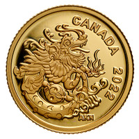 2022  $8 PURE GOLD COIN  ~  EARTH DRAGON  ~  (99.99%  Pure Gold)