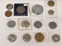 Lot of 14 old Tokens, etc.