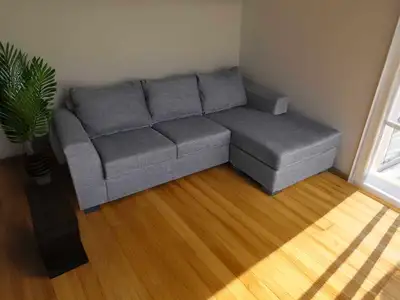 Excellent condition. All cushion and seat covers are removable and machine washable. Chaise is rever...
