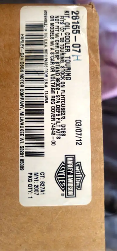 Selling a harley-davidson touring oil cooler kit and chome cover. Brand new never used only open to...