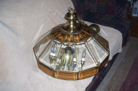 Hanging Chandelier Light Leaded Glass Panes With Tinted Glass