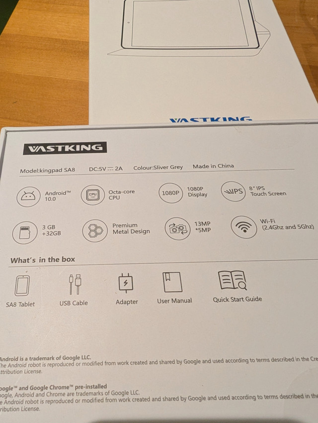 Vastking SA8 Android Tablet in iPads & Tablets in Ottawa - Image 2