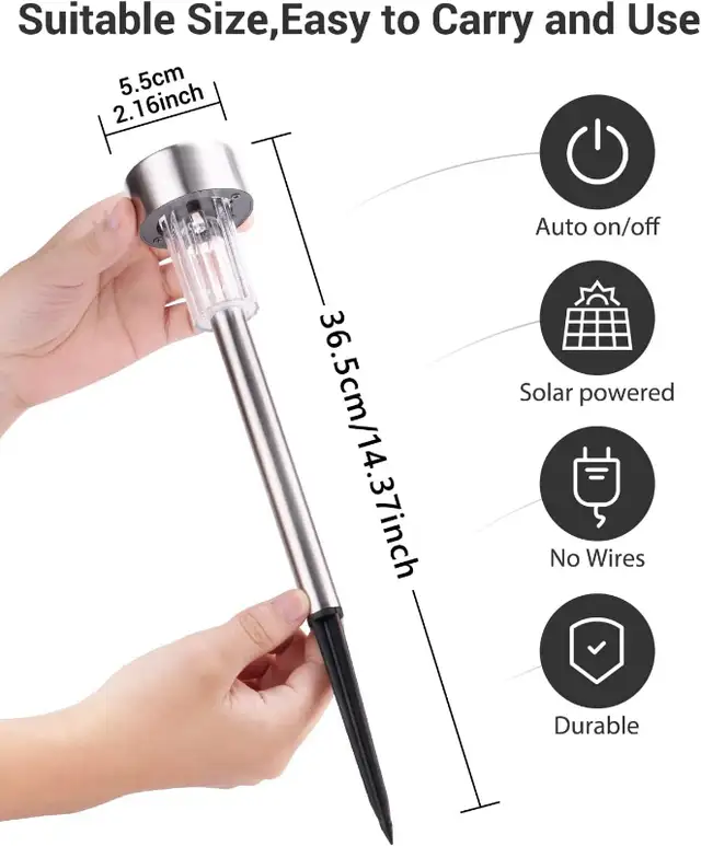 UNUSED 12-pack Outdoor Solar Garden Pathway Lights (Cool White) in Outdoor Lighting in Mississauga / Peel Region - Image 5