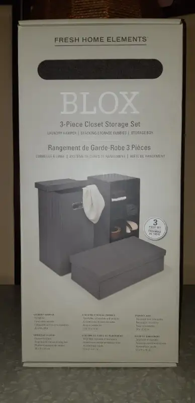 Brand new in box - never opened. FRESH HOME ELEMENTS Blox 3-piece storage set includes laundry hampe...