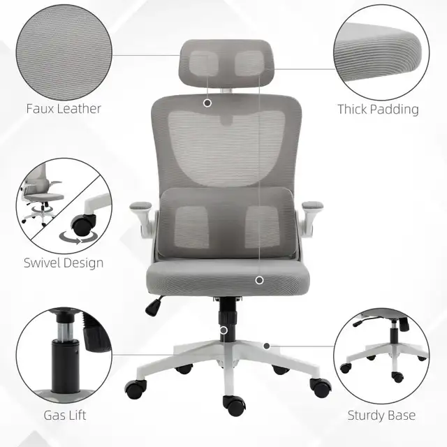 Ergonomic Office Chair with Auto-Adaptive Lumbar Support, High B in Chairs & Recliners in Markham / York Region - Image 4