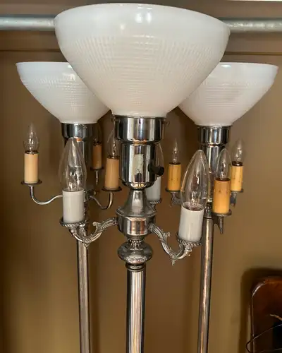 Vintage Metal Floor Standing Lamps with Milk Glass, View more