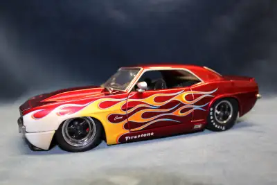 1969 Flamimg Chevy Camaro Jada 1:24 Scale Diecast Collector Car 1969 Chevrolet Camaro with Flames (R...
