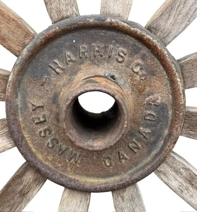 ANTIQUE WOODEN "MASSEY HARRIS" WAGON WHEEL62863282455426123