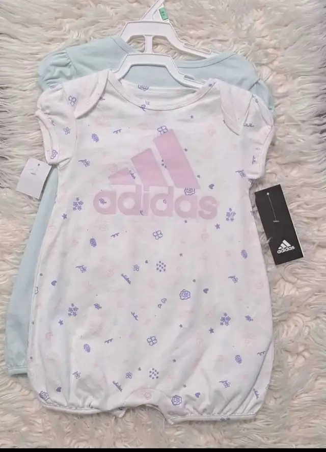 New Adidas Baby Girl 2pack Onesis; Size 18M
