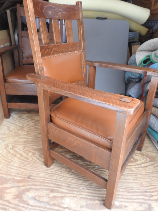 Antique arts and craft oak chairs (four of them) restored in Chairs & Recliners in Hamilton - Image 3
