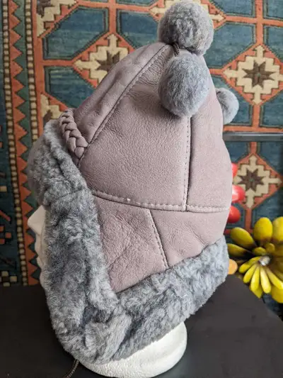 Sheepskin grey hat - small 20" head, View more