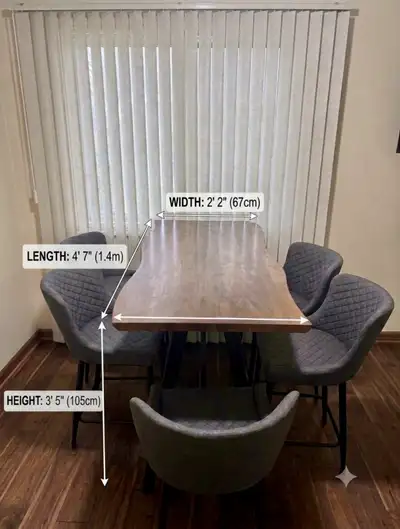 Wood-Look Table + 5 Counter Stools , View more