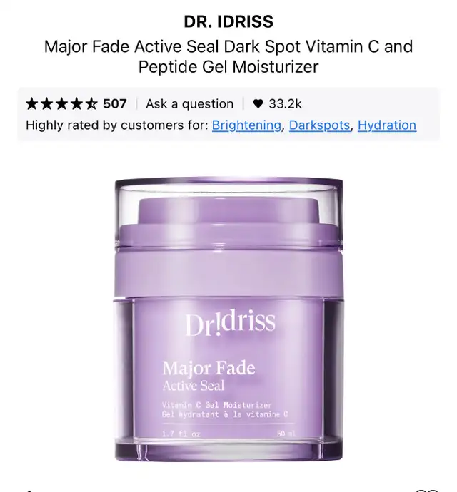 Travel Size Dr. Idriss Vitamin C Gel Moisturizer 15ml /0.5 fl oz