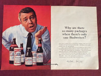 1964 Budweiser Beer Large 2-Page Original Ad