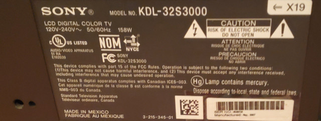 32" Sony Bravia LCD TV!!! in TVs in Oshawa / Durham Region - Image 2