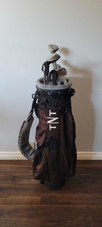 Left hand golf clubs and bag 