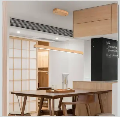 YISDESIGN 39" Wood Linear Pendant Light Fixture Led Dimmable Ceiling Pendant Hanging Light Adjustabl...
