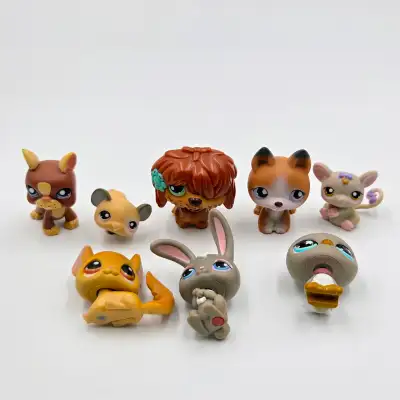 Littlest Pet Shop Lot Of 8 Dog Mouse Rabbit German Shepherd Chinchilla 2004 LPS Toy Hasbro Read. #14...