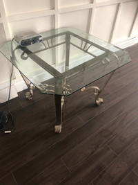 Glass Top Metal Base Coffee Table