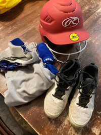 Age 8/9/10ish Softball gear: helmet,pants, socks, cleats