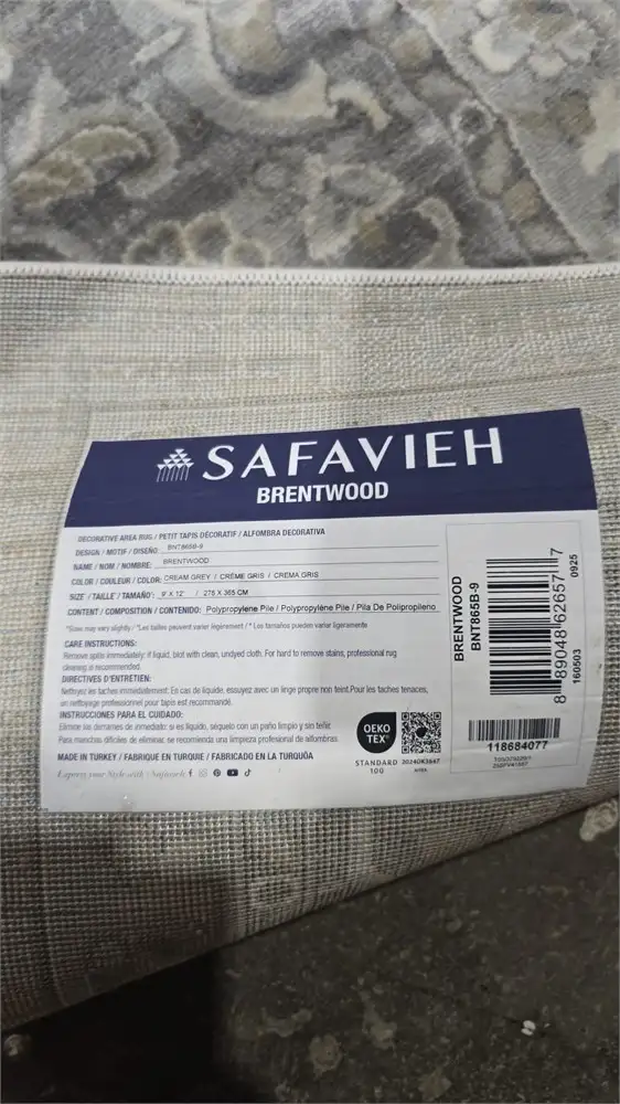 SAFAVIEH Brentwood Collection Area Rug - 9' x 12', Cream & Grey, in Rugs, Carpets & Runners in City of Toronto - Image 8