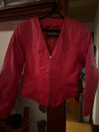 Red leather jacket, Size Large 