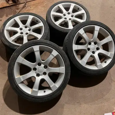 Set of four 225/40/18 Nexen all season tires mounted on aftermarket aluminum rims 18" x 7.5" 5x114.3...