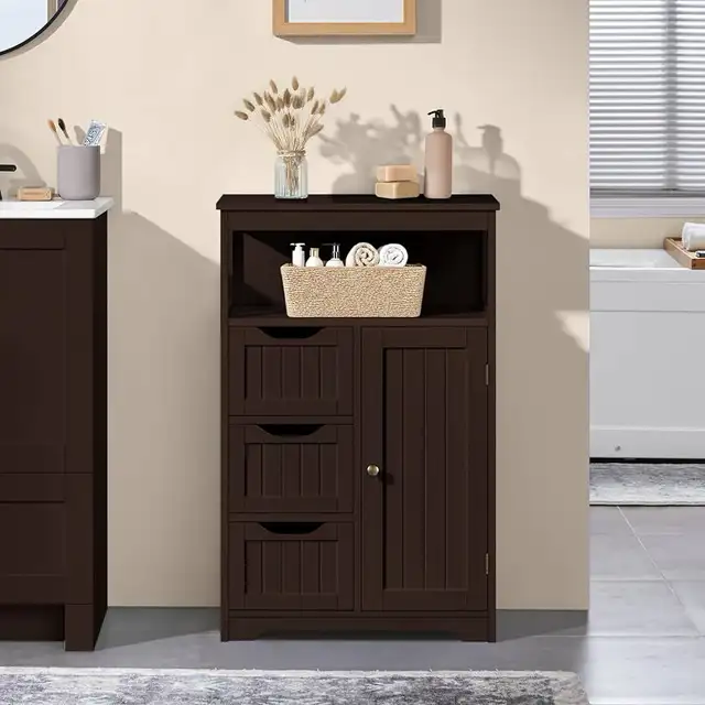 Wood Bathroom Floor Organizer with Cupboard, Multiple Purpose in Bookcases & Shelving Units in Markham / York Region - Image 5