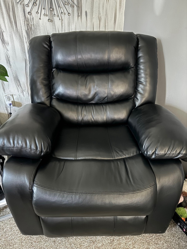 Leather like reclining couch and chair in Chairs & Recliners in La Ronge