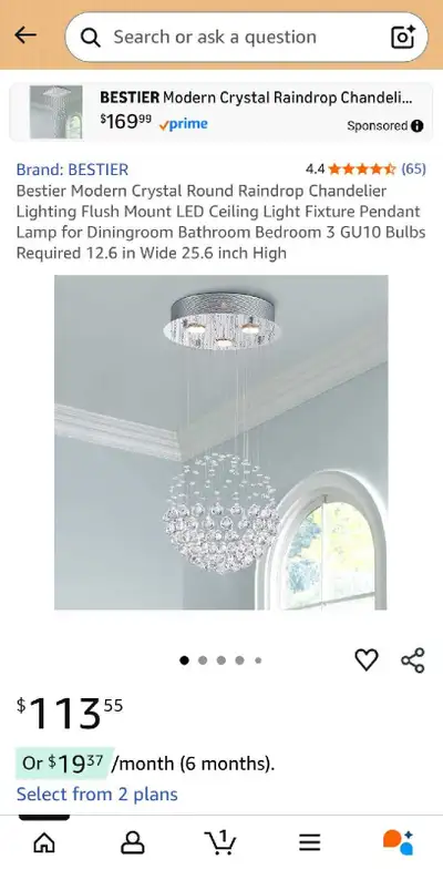Bestier crystal rain drop chandelier, View more