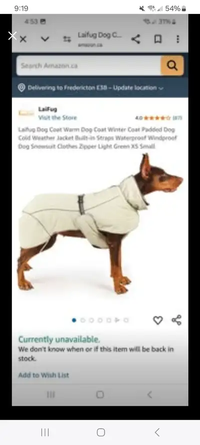 New Dog Coat Brand LAIFUG Size XL First photo is for reference only, this item was not purchased fro...