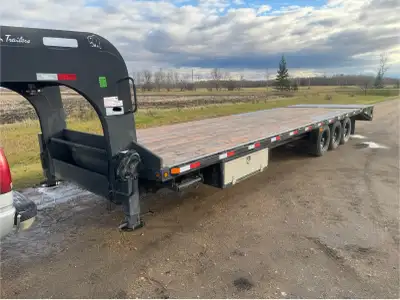 For sale: 2024 Precision 25+5’ flat deck (30’ total) triaxle equipment trailer purchased new in Oct...