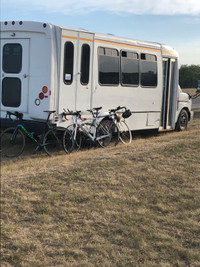 Bus conversion with bike garage
