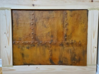 Art painting  with the oxidized iron and patina