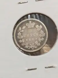 F 1880H Canada .925 silver Victoria 5 cents, KM #2