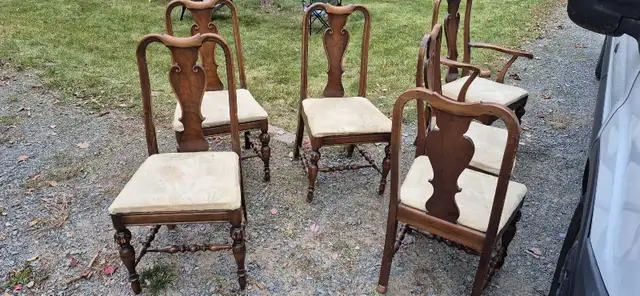 Antique carved Dining Table Set 6 chairs and table in Dining Tables & Sets in Bedford - Image 2