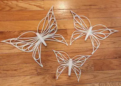 3 White Wicker Decorative Butterfly Set, View more