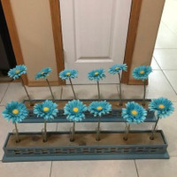 Flowers in Test Tubes in Wood in Planter 3 Ft x 5" (4" H)