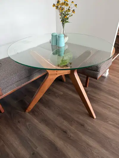 Glass top dining table, View more